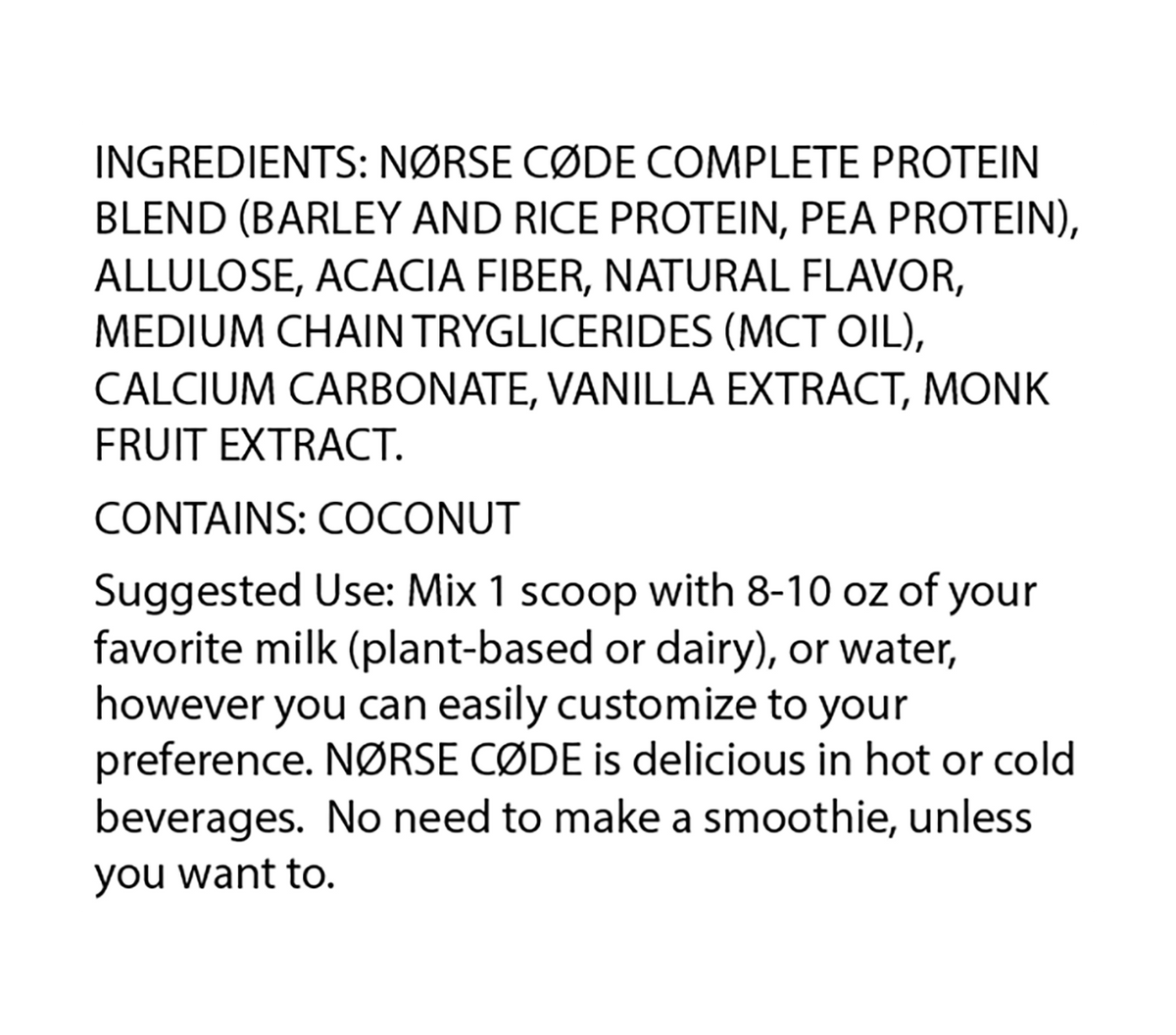 NØRSE CØDE Vanilla Plant Protein Powder